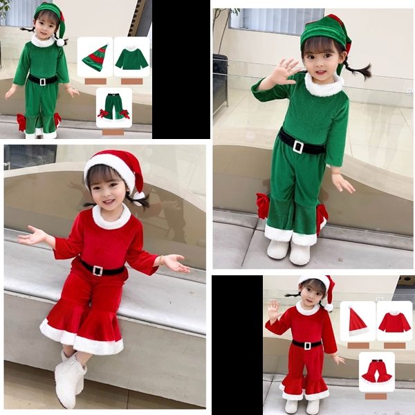 7C300 ชุดเด็ก ชุดซานตาครอส ชุดแซนตี้ ชุดคริสต์มาส ขาบาน Children Santy Santa claus Christmas Costumes