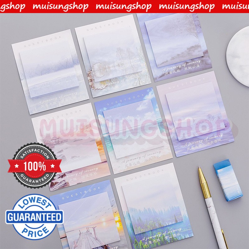 MUISUNGSHOP (1 ชิ้น) โพสอิท Stickynote กระดาษโน๊ต ลายธรรมชาติ ทิวทัศน์