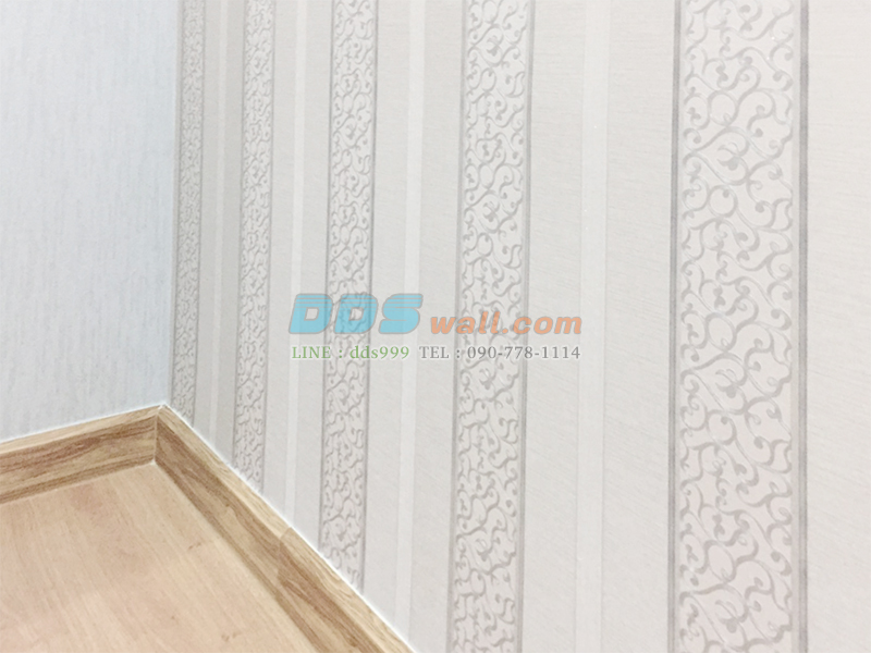 ผลงานจากทางร้าน ติดตั้งวอลเปเปอร์ติดผนัง โทนสีเทา ย่านกิ่งแก้ว