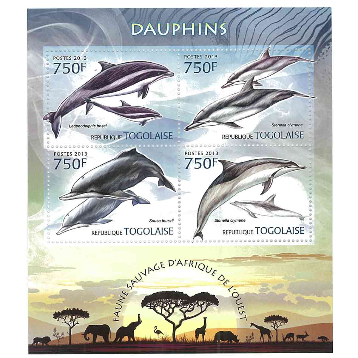 Togo Stamp, 2013 Dolphin, Marine Life, Animals