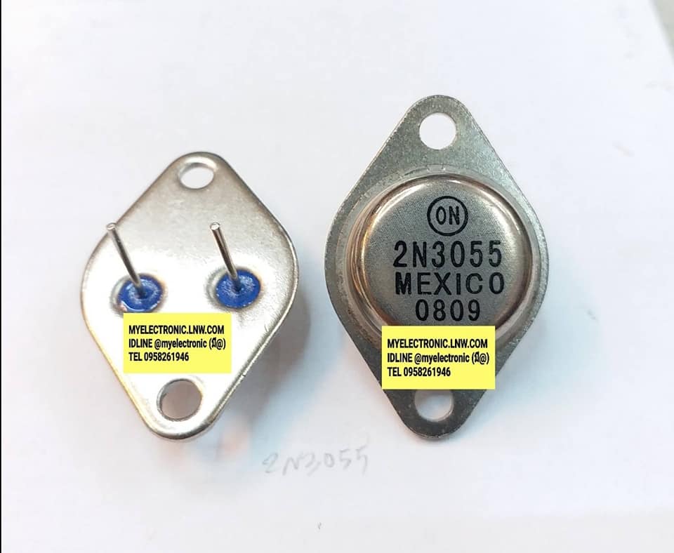 ขาย 2N3055 ตัวถังTO-3 จานบิน ยี่ห้อON-SEMI ผลิตMEXICO ราคา ตัวละ . . . . . หน่วย บาท