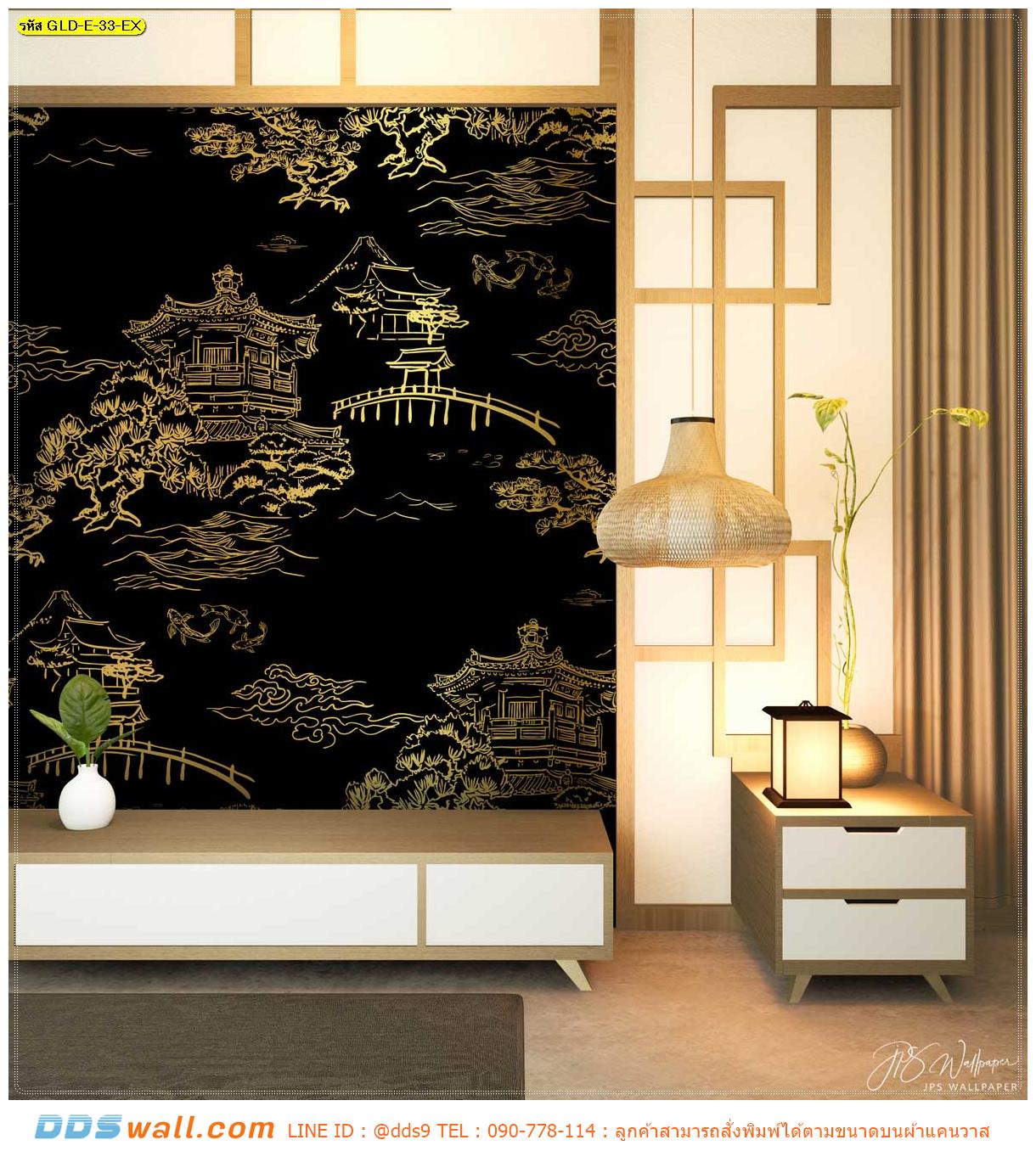 ผ้าแคนวาส ติดบ้าน ลายสไตล์แบบจีน ลายเส้นสวยงาม ศิลปะที่มีเสน่ห์ ใช้สำหรับตกแต่งห้องต่างๆ ได้อย่างดี