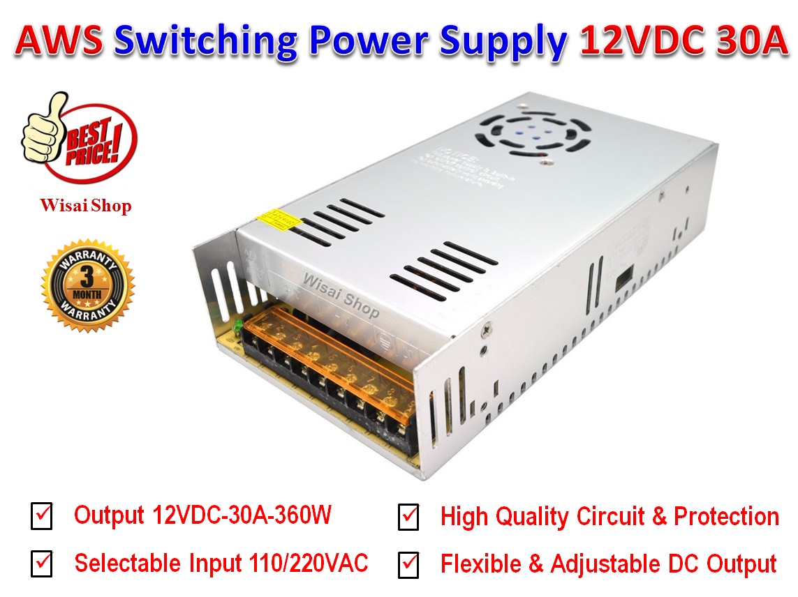 DC สวิตชิ่งเพาเวอร์ซัพพลาย Switching Power Supply 12V 30A รุ่น S-360-12
