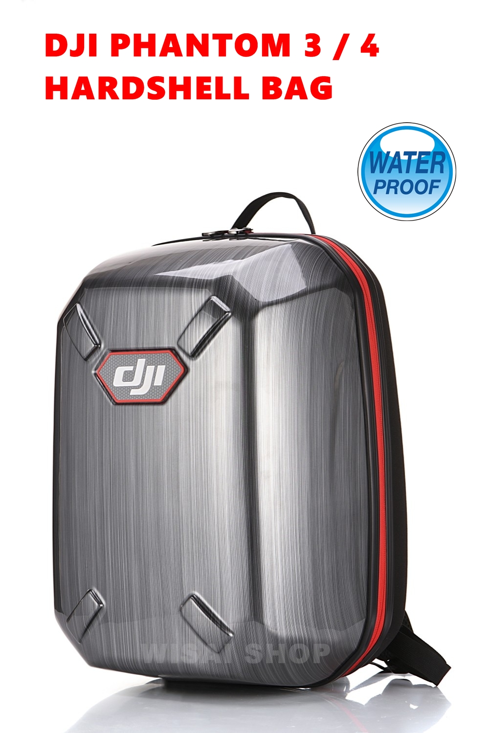 กระเป๋า Hard Shell Backpack สำหรับ Phantom 3 และ Phantom 4 สีเทา ซิบแดง