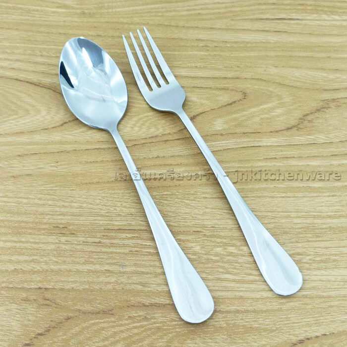 ช้อนส้อมสแตนเลสลายเรียบ หนา 2 มิล ( SB )