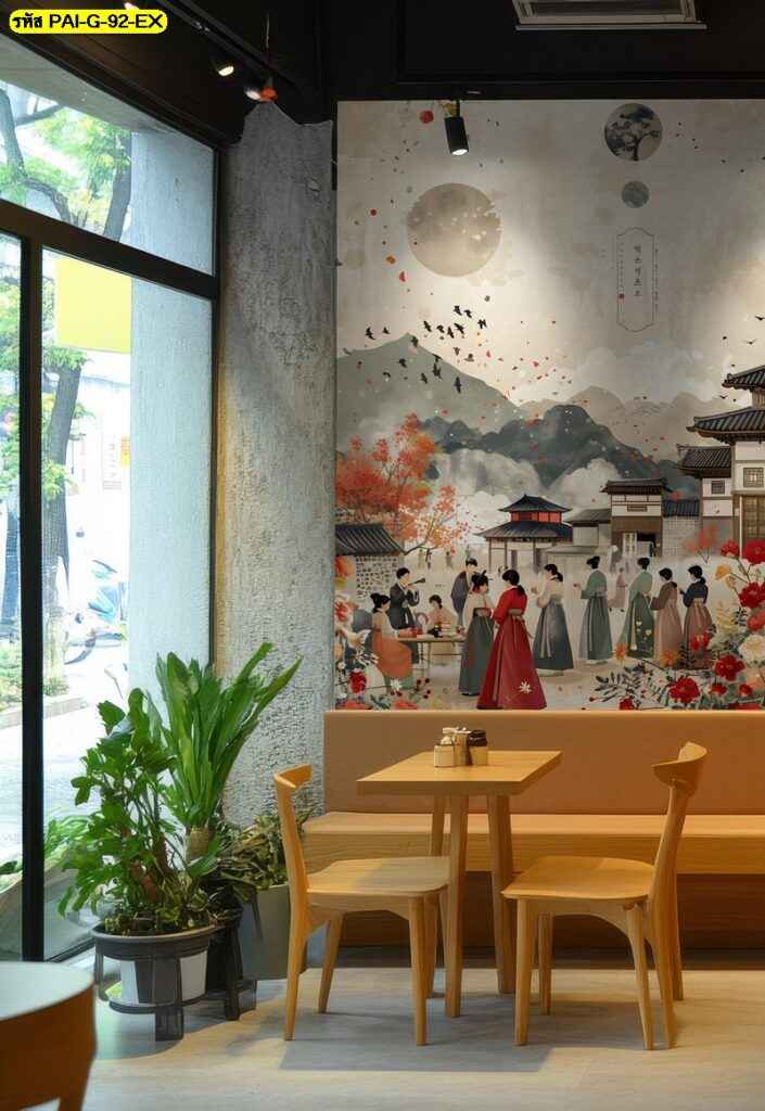 วอลเปเปอร์สั่งผลิต ภาพทิวทัศน์ยามค่ำคืน ออกแบบ สร้างบรรยากาศอบอุ่นและโรแมนติก รับติดตั้ง งานวอลล์ขนาดใหญ่