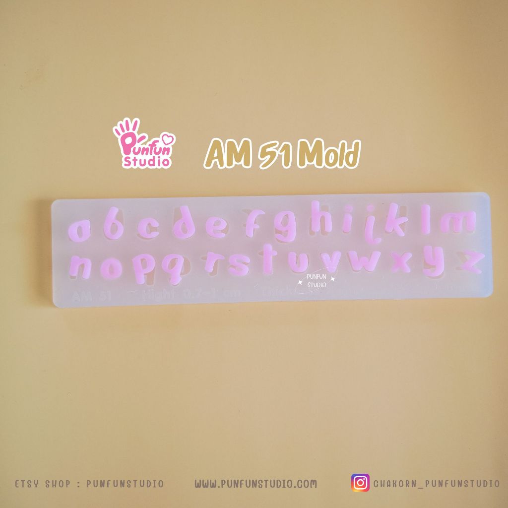 แม่พิมพ์ตัวอักษร AM 50-52 Mold / Height 1.1-1.5 cm หนา 2 mm / แม่พิมพ์ซิลิโคน