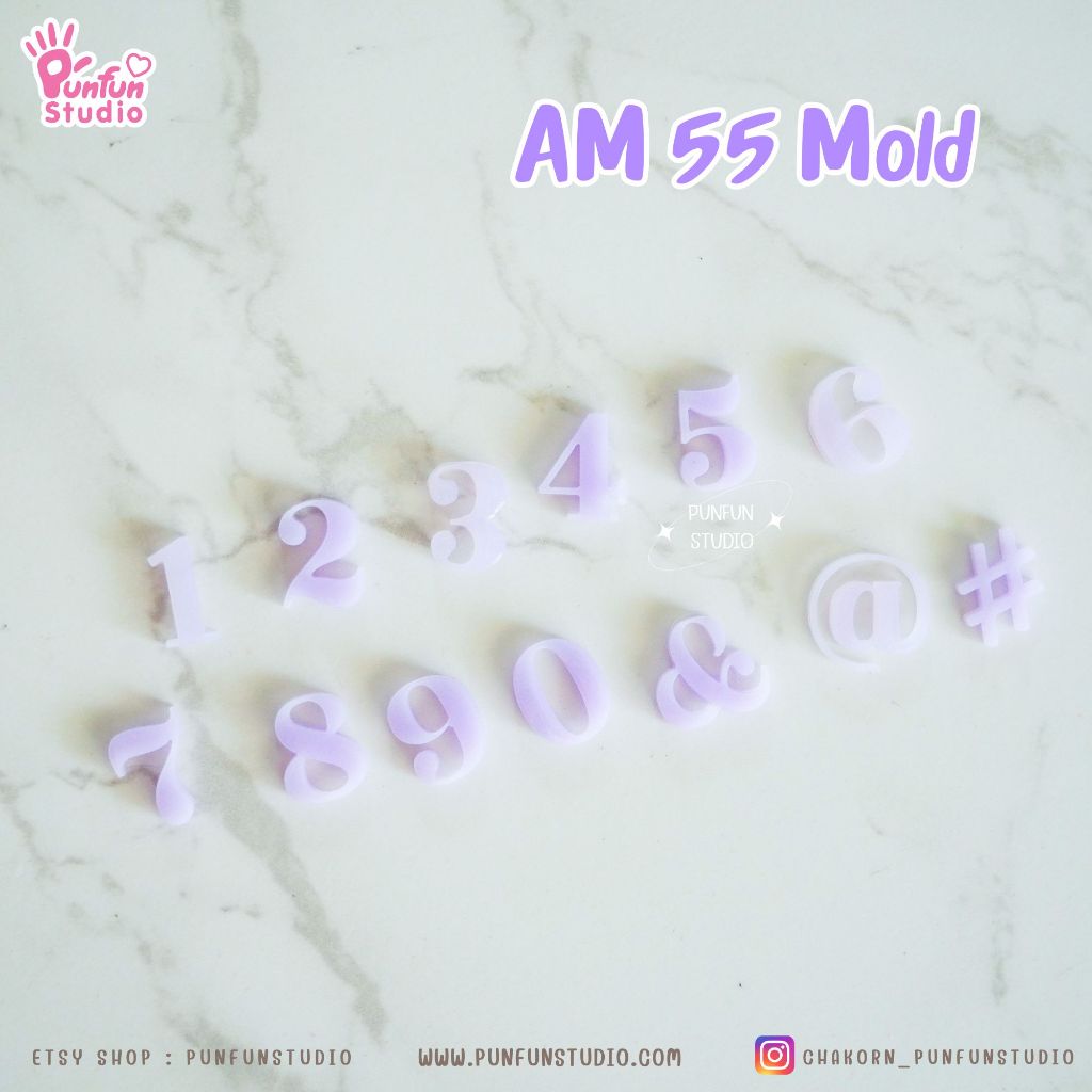แม่พิมพ์ตัวอักษร AM 53-55 Mold / Height 1.1-1.5 cm หนา 2 mm / แม่พิมพ์ซิลิโคน