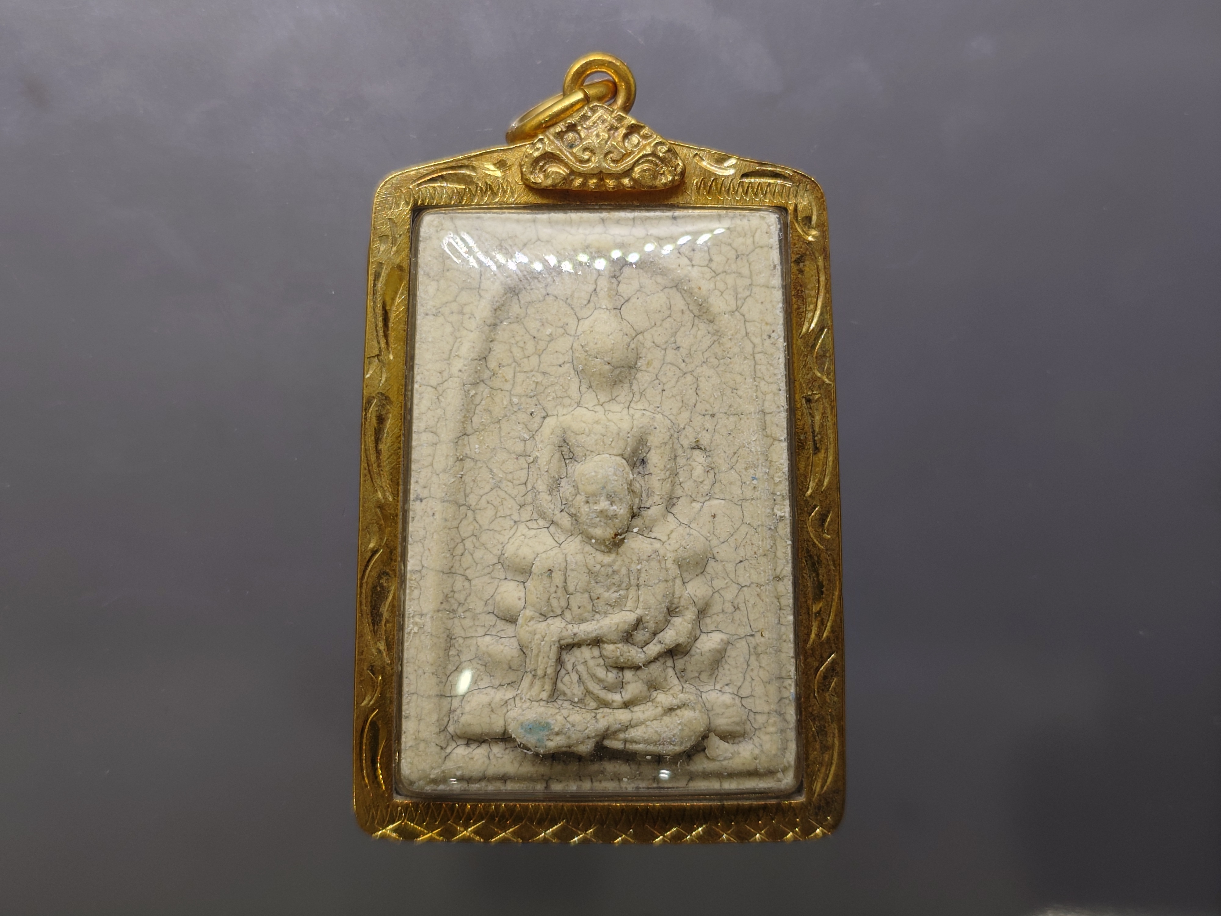 พระสมเด็จวัดระฆัง เนื้อผงผสมผงเก่า พิมพ์พุทธซ้อน รุ่นย้อนยุค 108 ปี (คณะ 9) วัดระฆังโฆสิตารามฯ พร้อมเลี่ยมกรอบไมคอน ปี2556 พร้อมกล่องเดิม