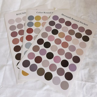 MUISUNGSHOP มากกว่า 10 แบบ สติ๊กเกอร์วงกลม Round sticker สี earthtone โทนม่วง สติ๊กเกอร์สี พร้อมส่งในไทย ไม่รอนาน