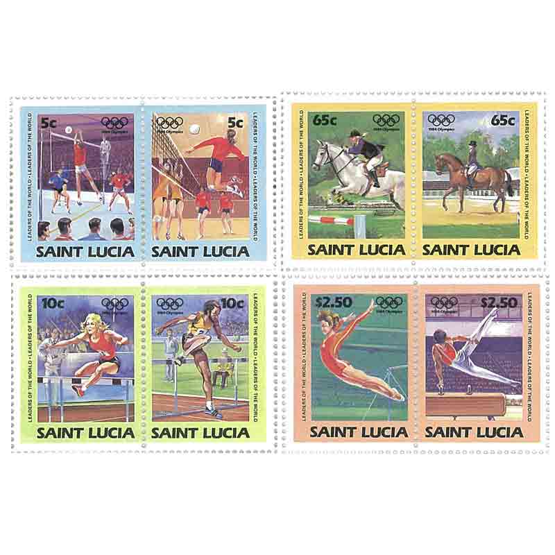Saint Lucia Stamp, Sports, Running, Gymnastic, Volley Ball, Horse Riding
