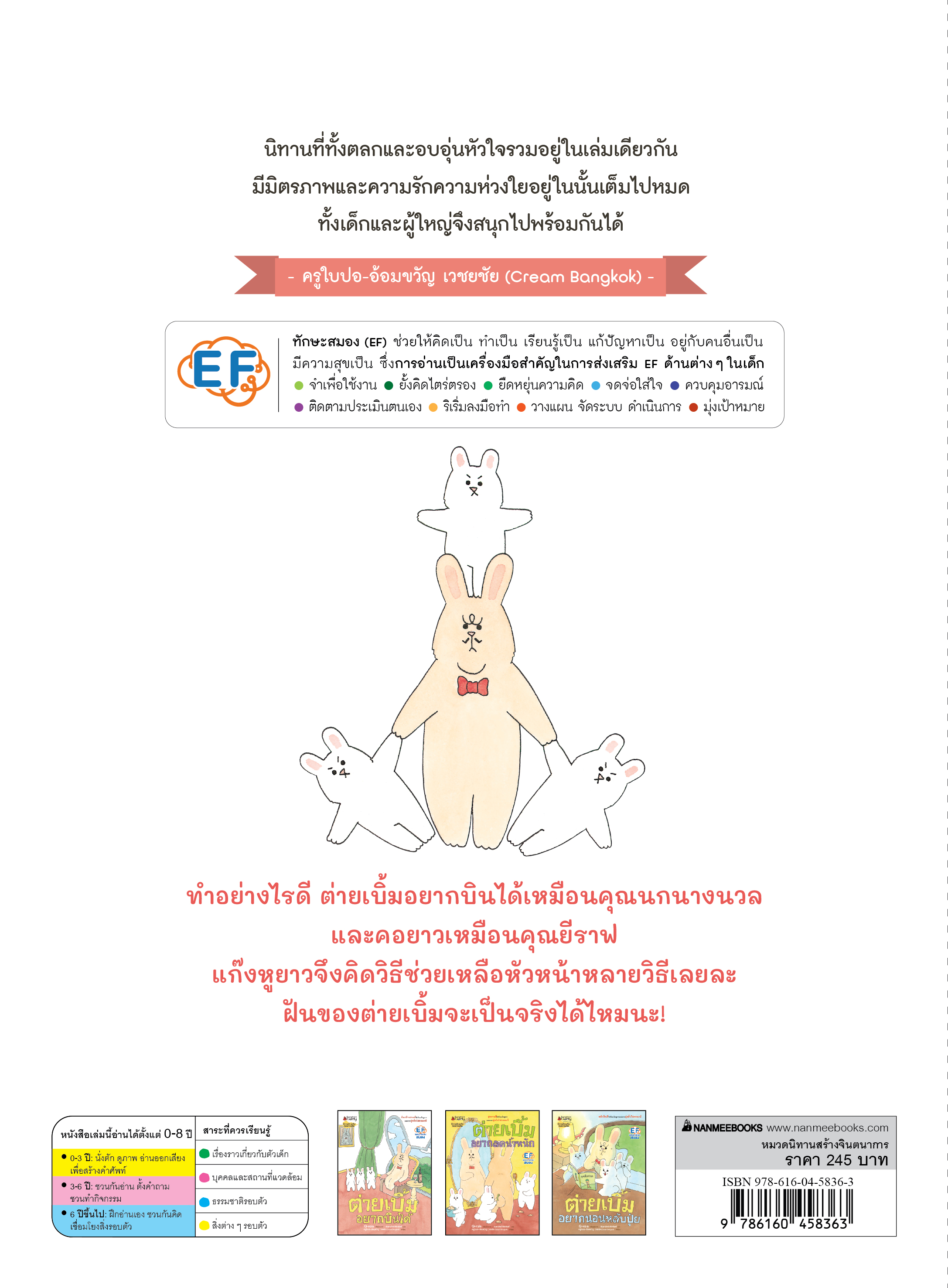 NANMEEBOOKS หนังสือ ต่ายเบิ้มอยากบินได้ : ชุด ต่ายเบิ้ม นิทาน EF