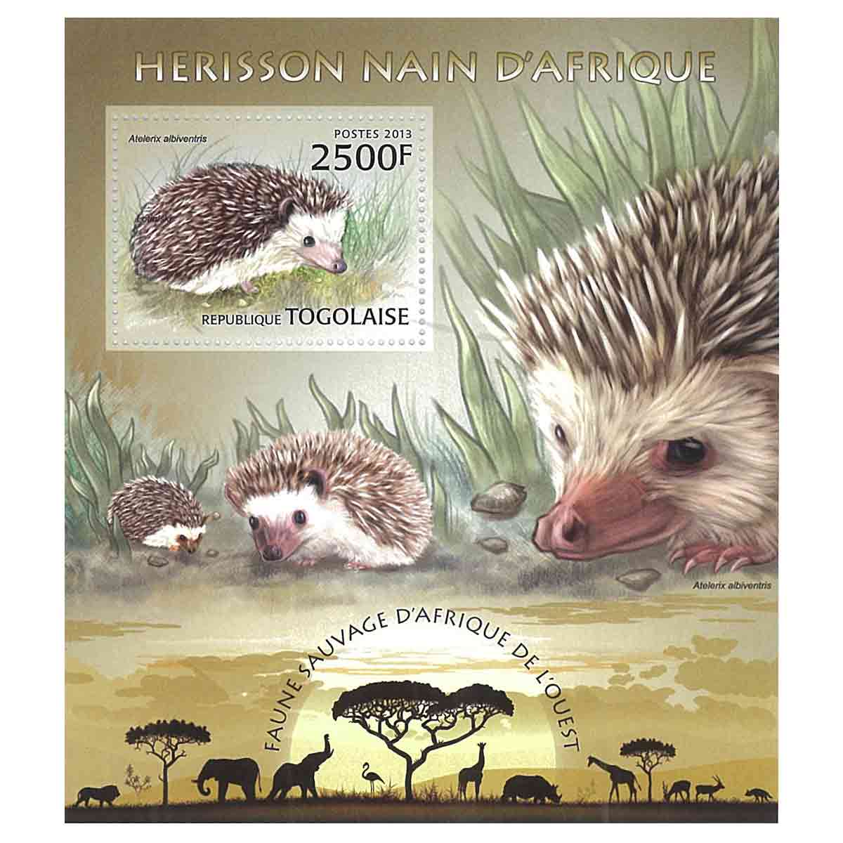 Togo Stamp, 2013 African Pygmy Hedgehog, Wildlife, Animals S/S