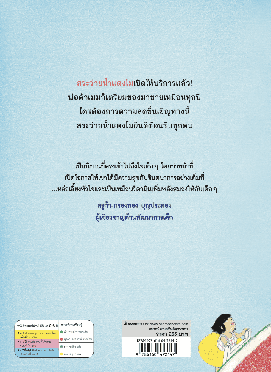 NANMEEBOOKS หนังสือ สระว่ายน้ำแตงโม (ปกแข็ง) นิทาน
