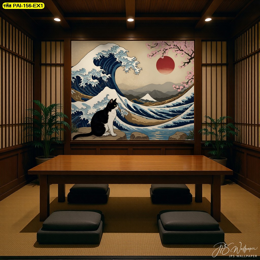 วอลเปเปอร์แมวญี่ปุ่นสั่งพิมพ์ เติมเต็มร้านอาหารอย่างลงตัว