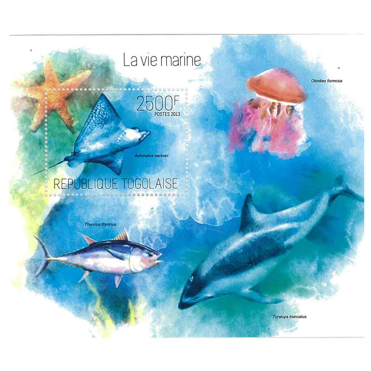 Togo Stamp, 2013 Marine Life, Fishs, Animals S/S