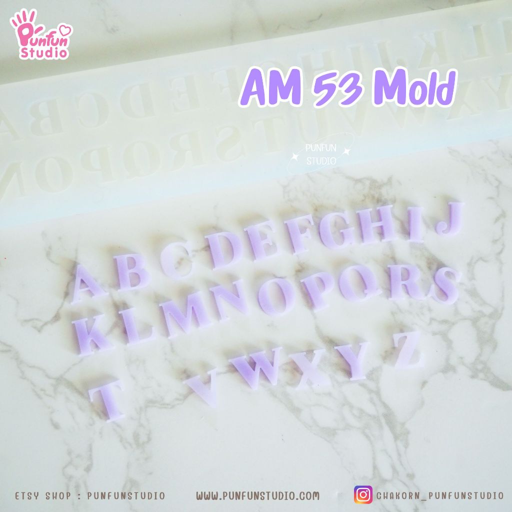แม่พิมพ์ตัวอักษร AM 53-55 Mold / Height 1.1-1.5 cm หนา 2 mm / แม่พิมพ์ซิลิโคน
