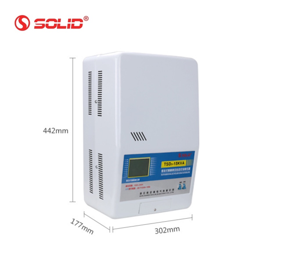 SOLID เครื่องปรับแรงดันไฟฟ้าอัตโนมัติ แบบติดผนัง Wall Type Automatic Voltage Stabilizer / Regulator 220 VAC ขนาด 3KVA / 5KVA / 15KVA รุ่น TSD-3KVA / TSD-5KVA/ TSD-15KVA