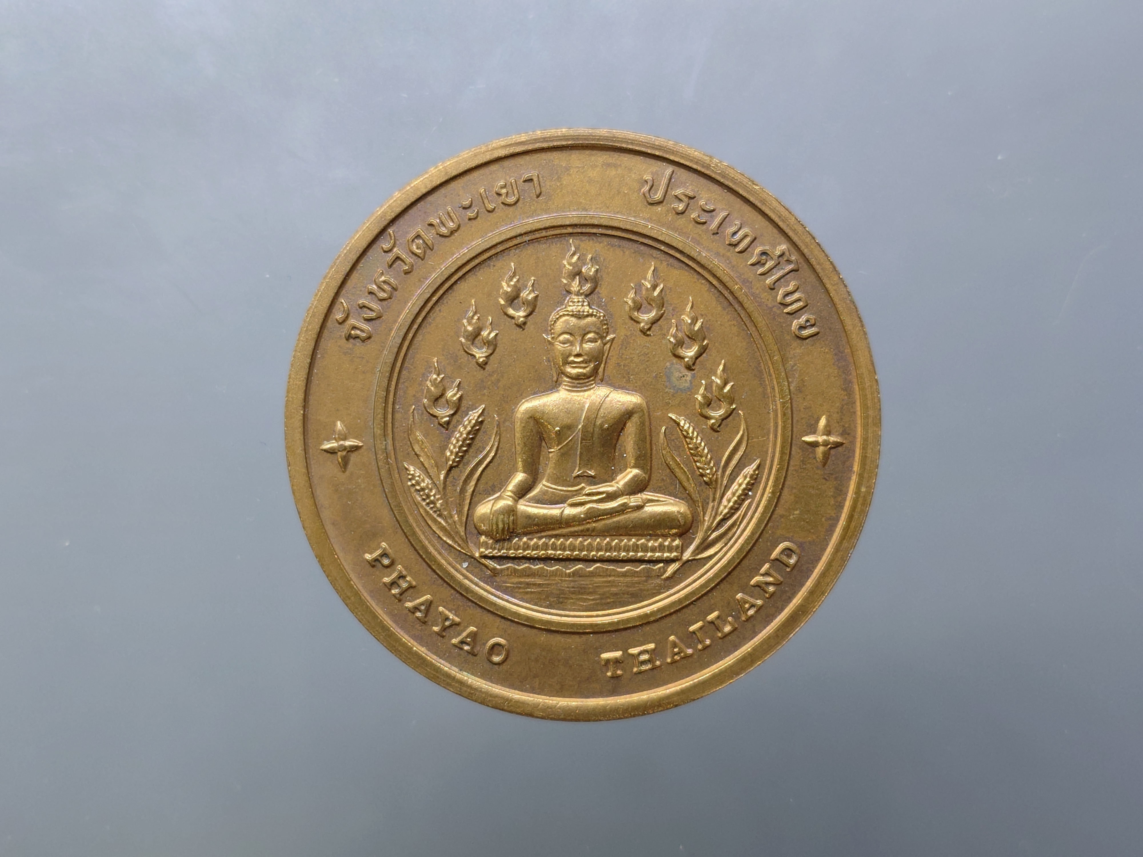 เหรียญประจำจังหวัด พะเยา เนื้อทองแดง ขนาด 4 เซน กรมธนารักษ์จัดสร้าง