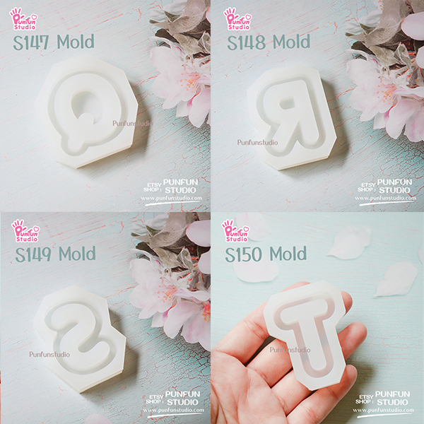 S131-156 Mold Set / Alphabet Shaker Mold / A-Z 26 pieces / Silicone Mold