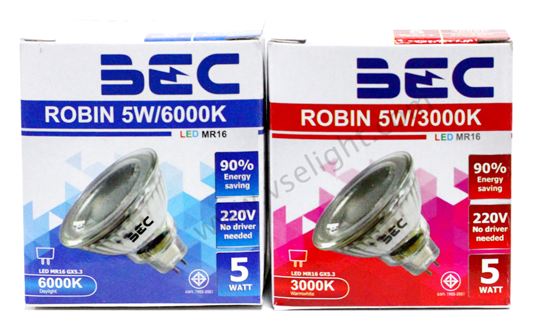 หลอด LED MR16 BEC ROBIN แบบต่อตรง 220V
