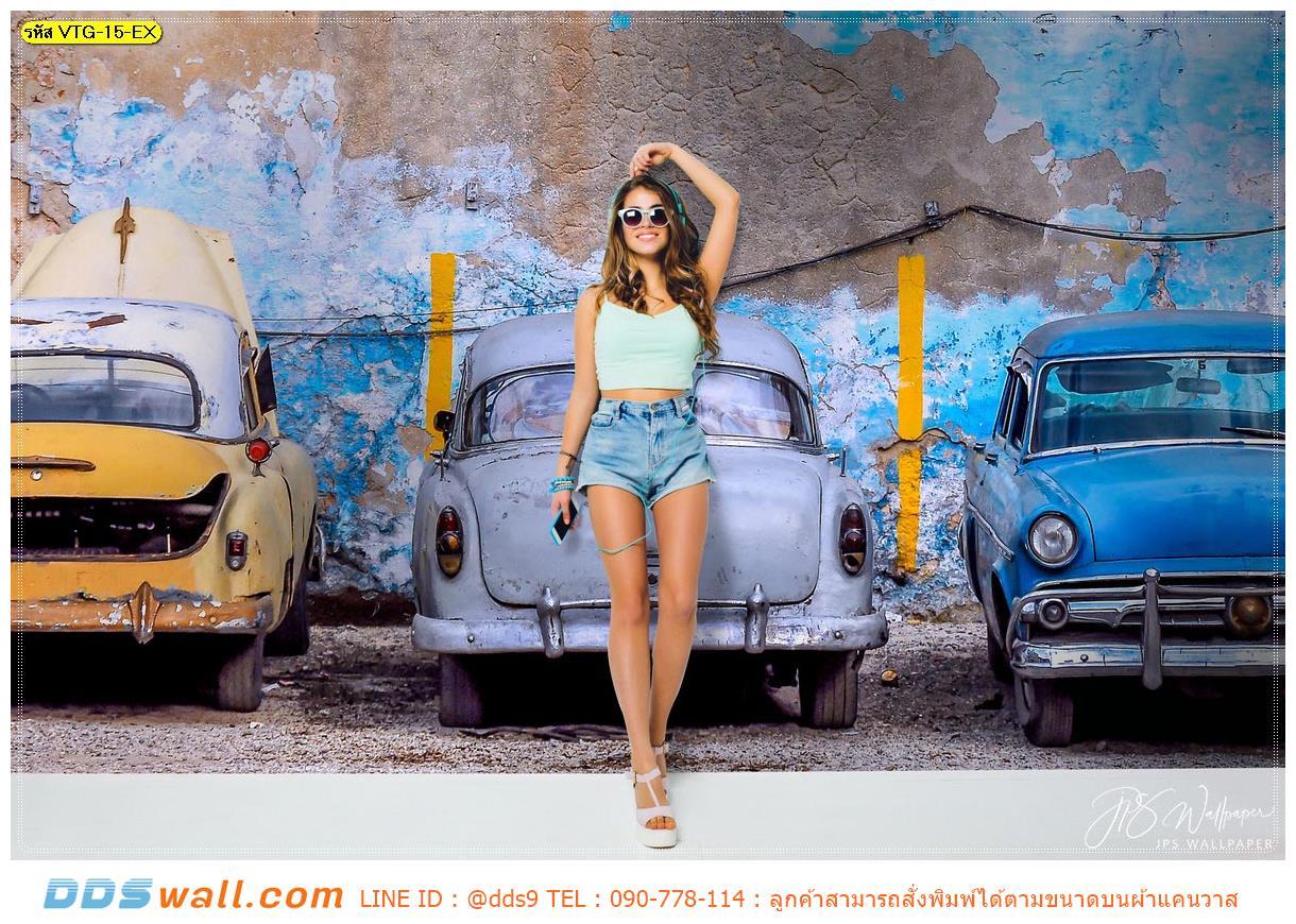 ภาพวิว ภาพศิลปะ พิมพ์บนผ้า Canvas สำหรับงานตกแต่ง ลายวัยรุ่น รถคลาสสิคสีสันสดใส ชอบเดินทางท่องเที่ยวด้วยรถยนต์ ชอบถ่ายภาพความทรงจำในวันหยุด