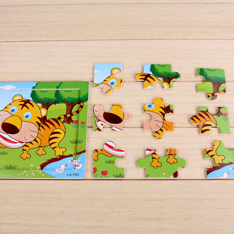 MUISUNGSHOP จิ๊กซอว์ไม้ 9 ชิ้น จิ๊กซอไม้ ตัวต่อไม้ ของเล่นเสริมพัฒนาการ
