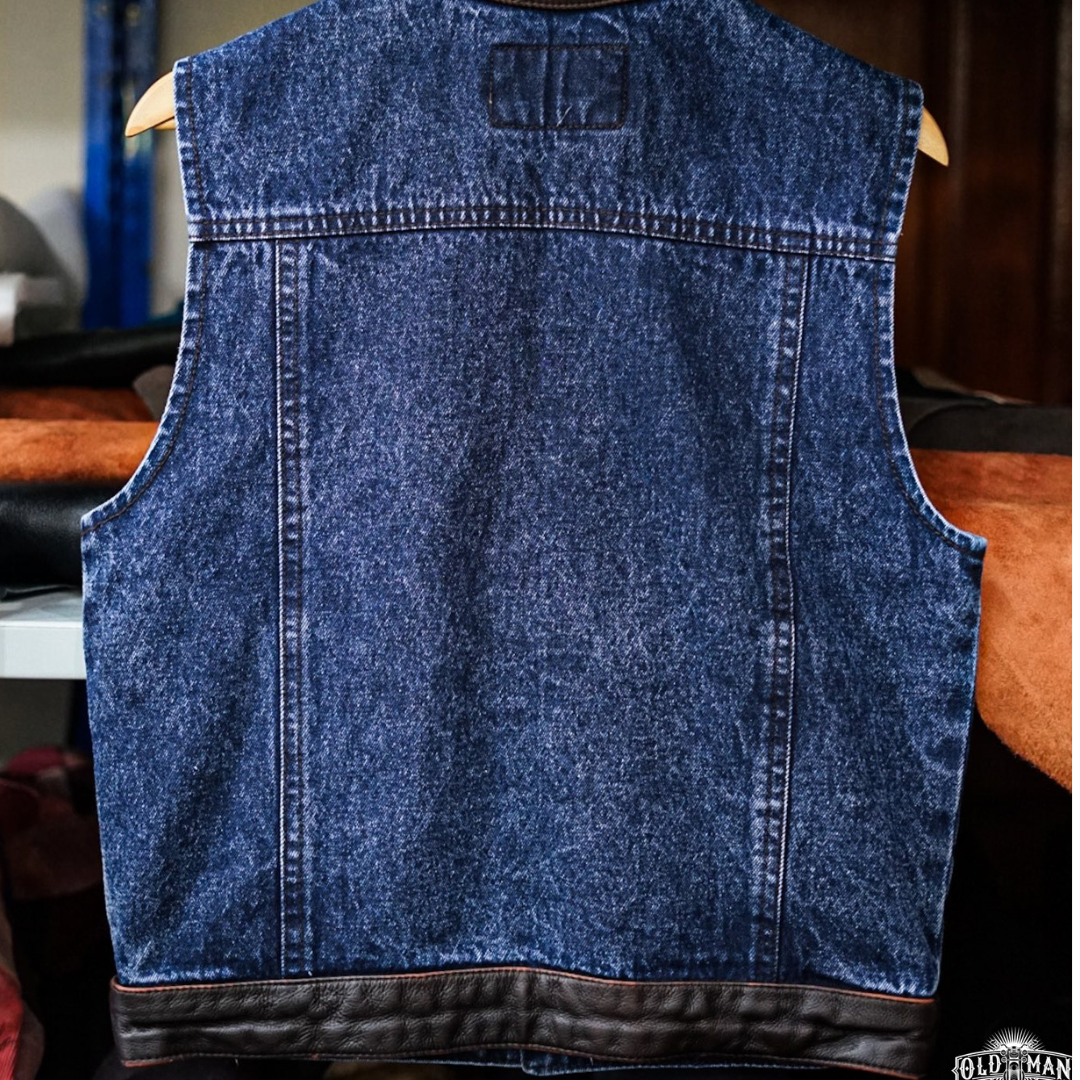 OLDMAN Vest 2101 หนังวัว Full Grain+ผ้ายีนส์