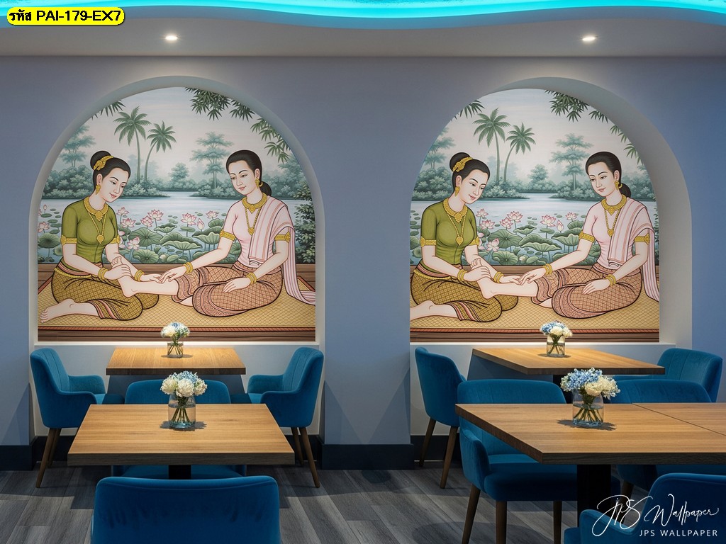 วอลเปเปอร์ลายไทย เสริมบรรยากาศร้านอาหารให้น่าจดจำ