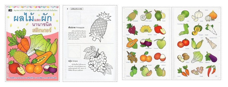 SET หนังสือภาพระบายสี พร้อม STICKER 8 เล่ม (ก.ไก่ ABC 123 ผลไม้ พืชผัก และสัตว์)