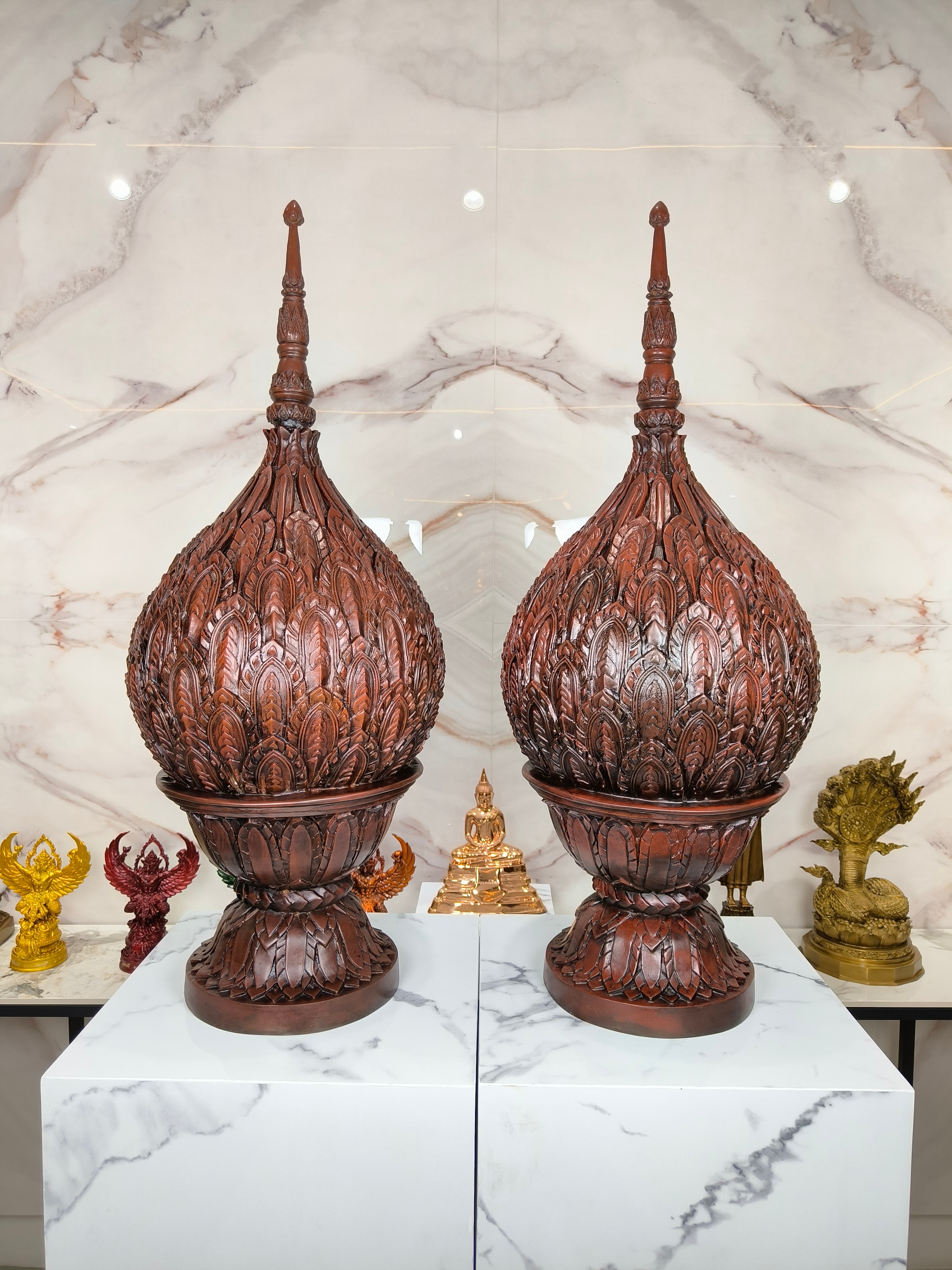 พานพุ่มสักการะ เนื้อสัมฤทธิ์ ขนาดใหญ่ ทำสีพิเศษ