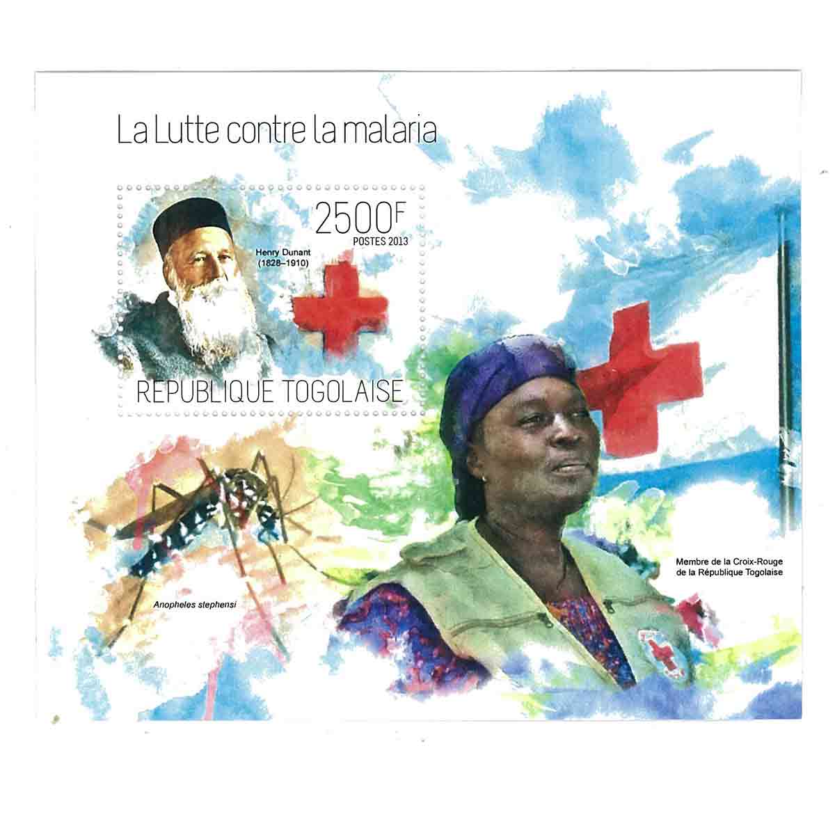 Togo Stamp, 2013 The Fight Against Malaria, Red Cross, Famous People S/S