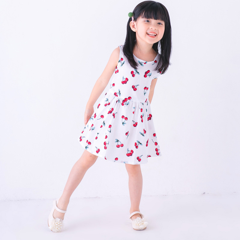 MUISUNGSHOP 🍒 เดรสเด็กลายเชอร์รี่ ลายดอกไม้ มินิเดรส เดรสเด็กผู้หญิง 🍒
