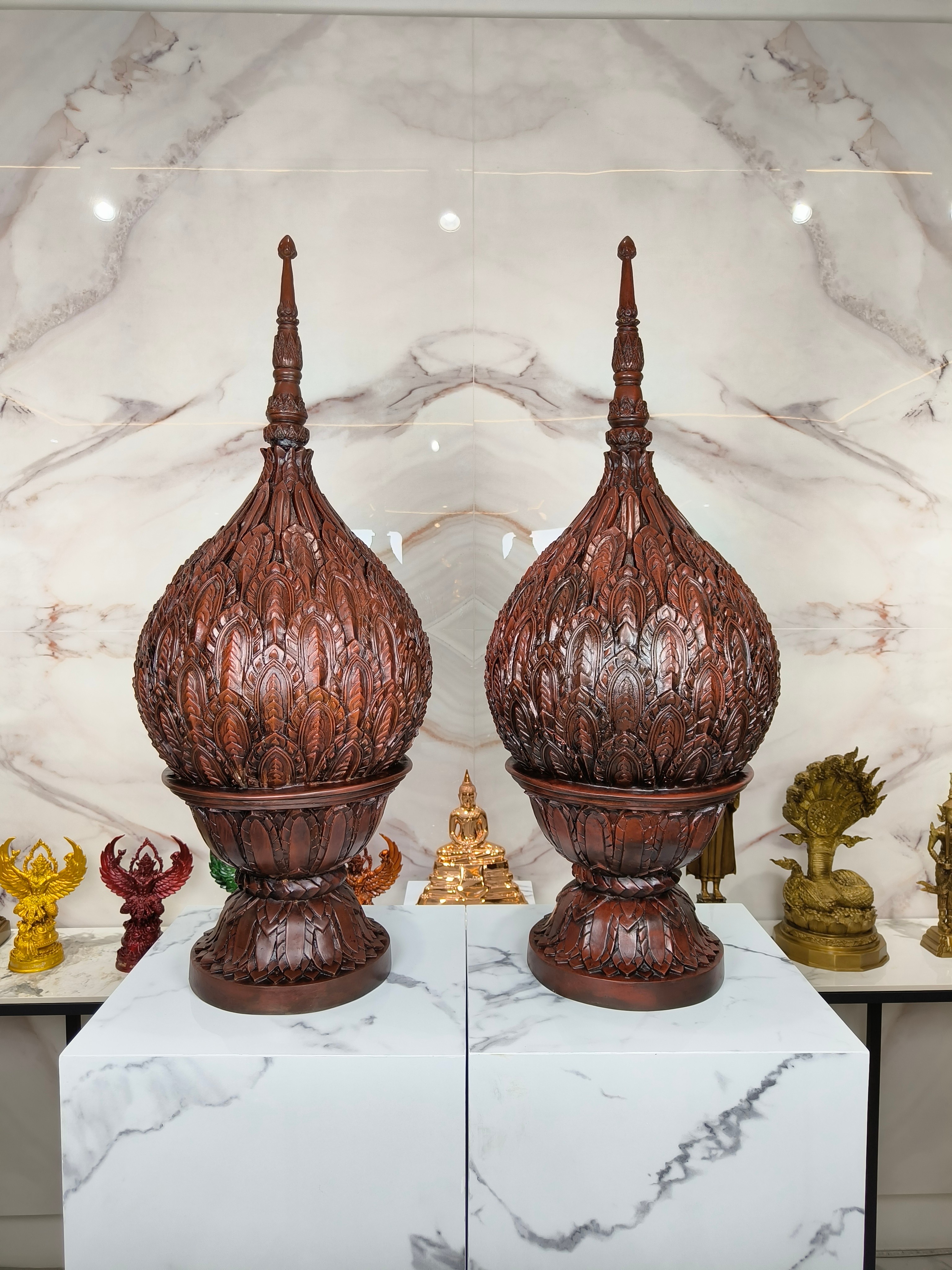 พานพุ่มสักการะ เนื้อสัมฤทธิ์ ขนาดใหญ่ ทำสีพิเศษ