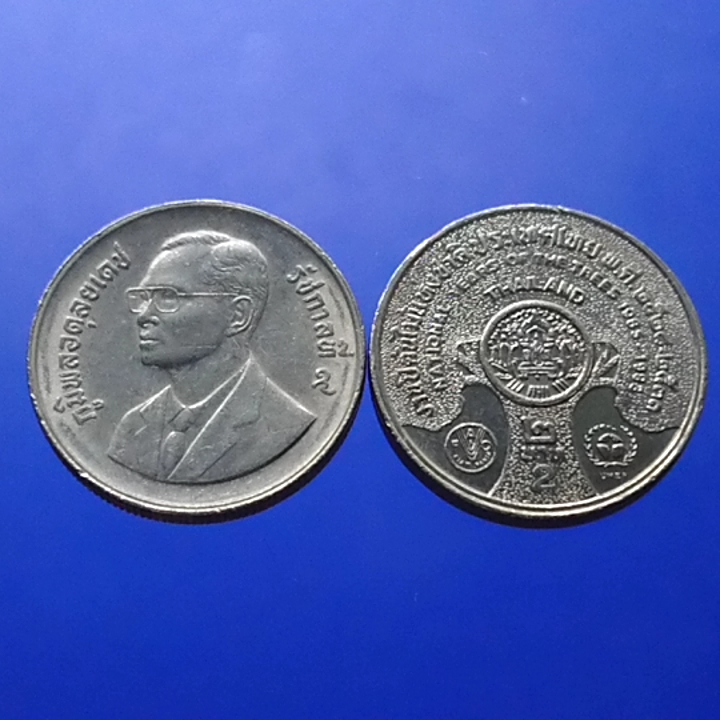 เหรียญ 2 บาท ปีต้นไม้แห่งชาติ ปี 2528 ไม่ผ่านใช้