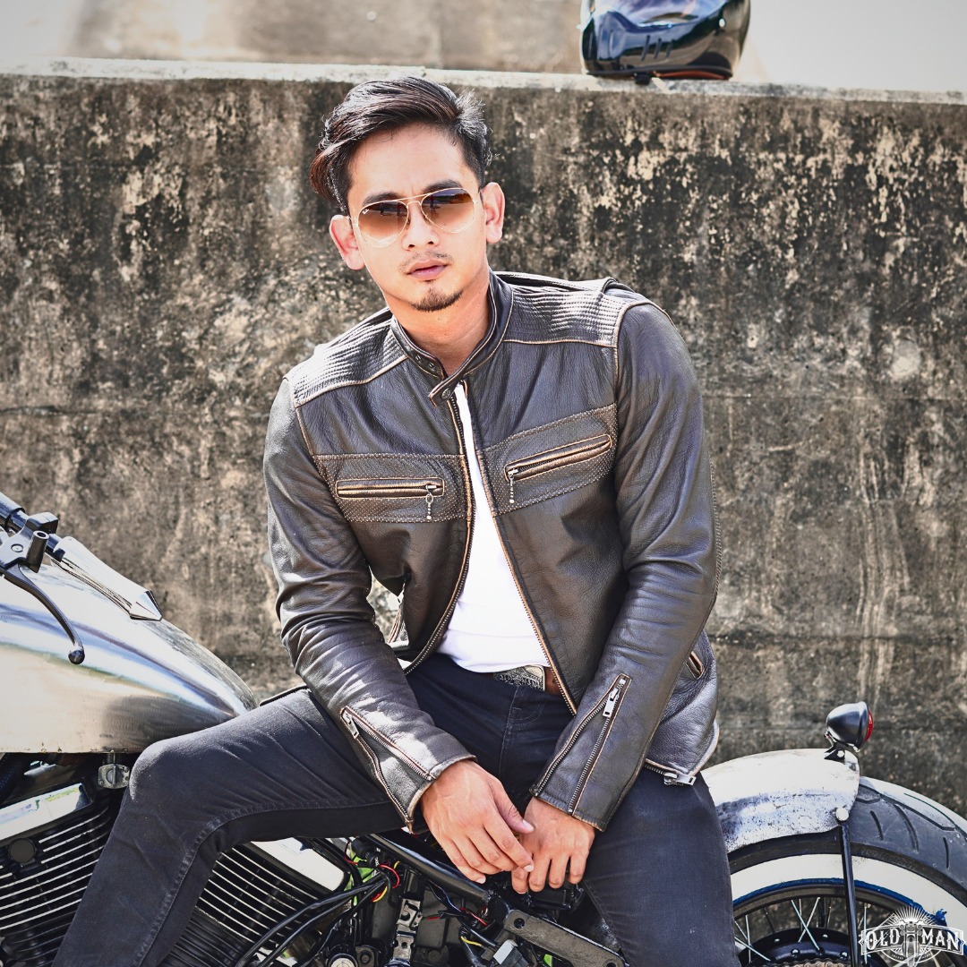 เสื้อหนังแท้ Caveman 802SC มีการ์ด (กรุณาสอบถามไซส์ก่อนสั่งซื้อ)