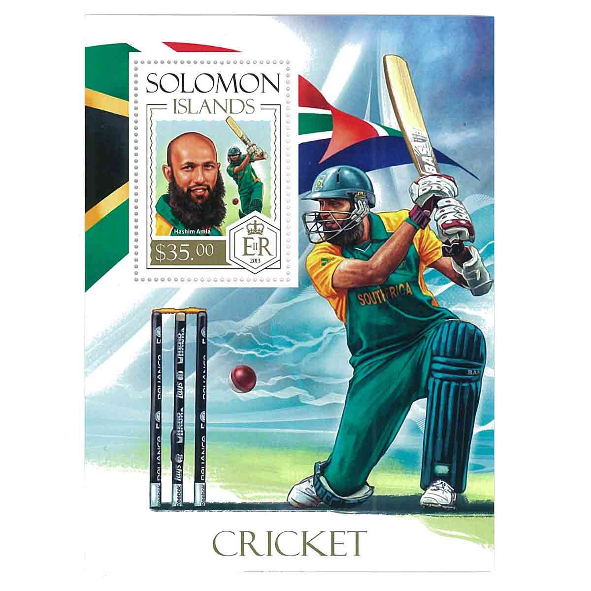 Solomon Islands Stamp, 2013 Cricket, Sport, Famous People S/S