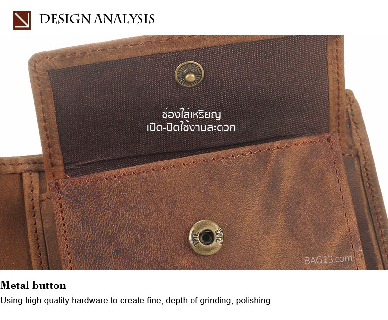 กระเป๋าสตางค์หนังแท้ กระเป๋าตังหนังแท้ กระเป๋าเงิน กระเป๋าใส่บัตร หนังแท้ กันน้ำได้ ทนทาน รหัส F05