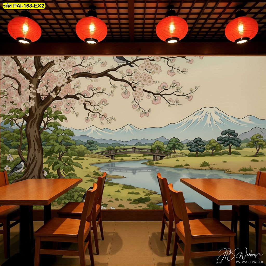 ภาพติดผนังลายสวนญี่ปุ่นโทนอุ่น เพิ่มความหรูและอบอุ่น