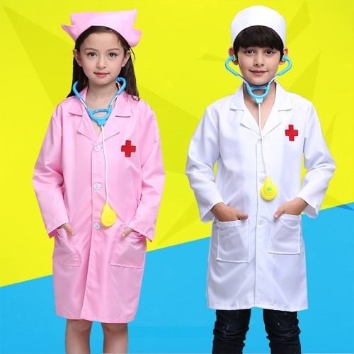 7C230 ชุดเด็ก ชุดหมอเด็ก ชุดพยาบาลเด็ก ชุดอาชีพเด็ก เสื้อกราวด์หมอเด็ก Children Doctor Nurse Clothes
