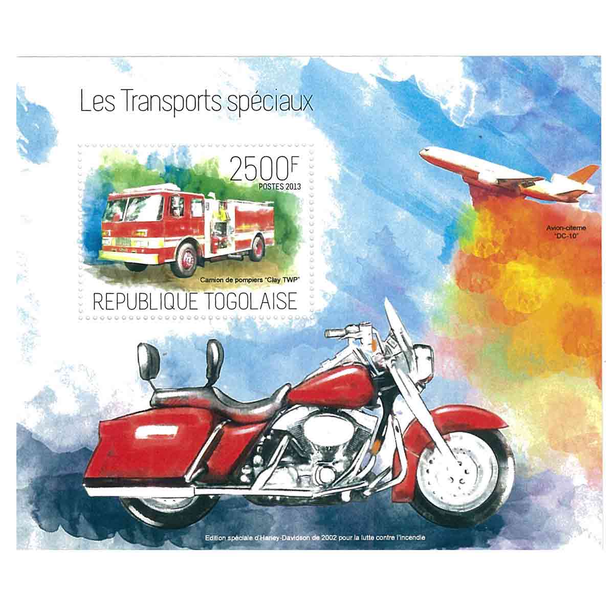 Togo Stamp, 2013 Special Transport, Car, Motorcycle S/S