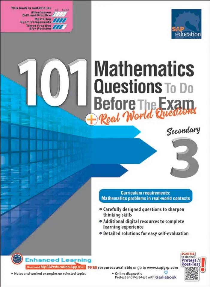 แบบฝึกหัดคณิตศาสตร์ภาอังกฤษ ม.3 101 Mathematics Questions To Do Before The Exam + Real World Questions Secondary 3