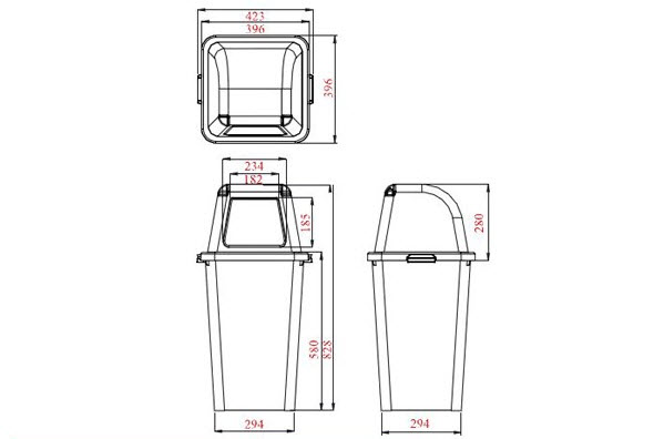 ถังขยะ กทม. ถังใส ฝาสี 60 ลิตร