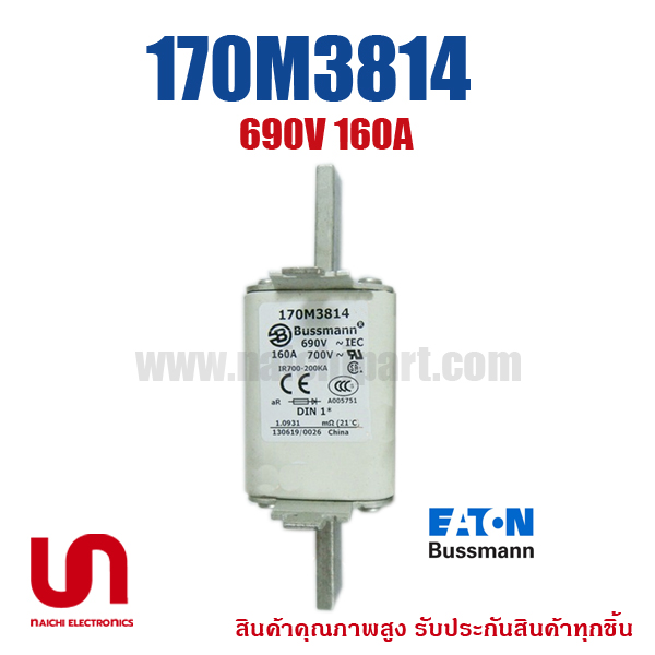 170M3814 , 160A 690V , Bussmann / Eaton (โปรดติดต่อเพื่อสอบถามราคาพิเศษ)