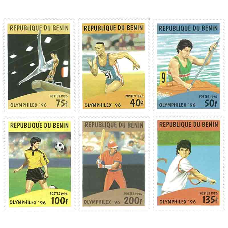 Benin Stamp, 1996 Sport, Football, Gymnastic, Athletics, Baseball