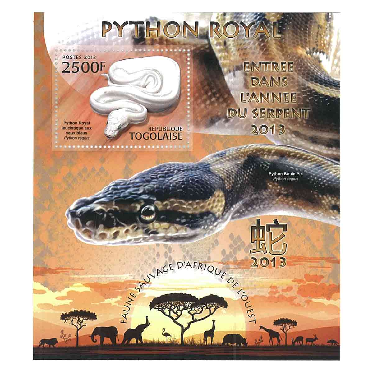 Togo Stamp, 2013 Snake, Wildlife, Animals S/S