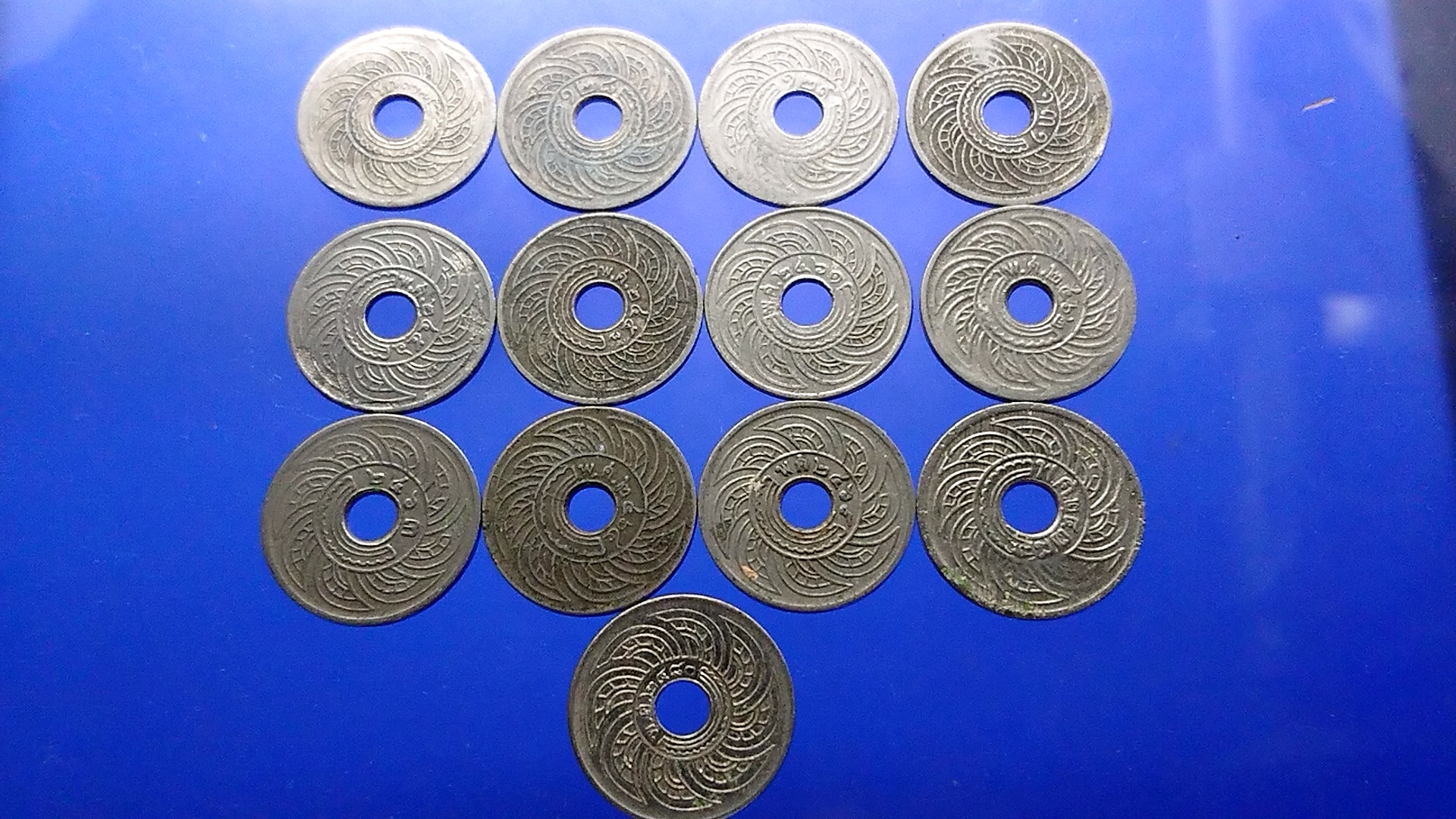 สตางค์รู เนื้อนิเกิล 5 สตางค์ ครบชุด(4 รศ 9 พศ) รวม 13 เหรียญ ผ่านใช้