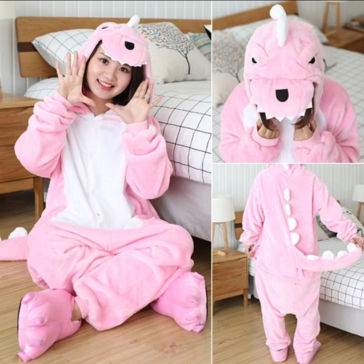 7C88 ชุดมาสคอต ชุดนอน ชุดแฟนซี มังกรชมพู Mascot Pink Dragon Costumes