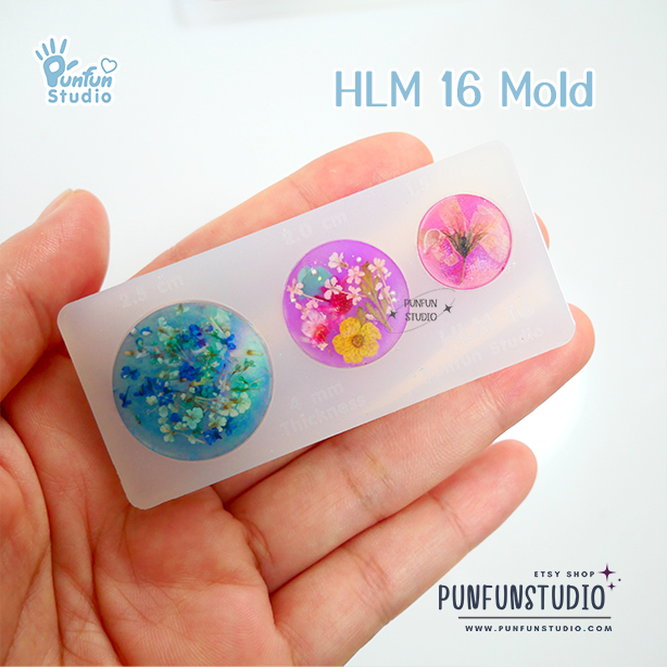 HLM 16 Round / Holographic Mold / 1.5, 2.0, 2.5 cm / Use with Epoxy resin / Silicone Mold