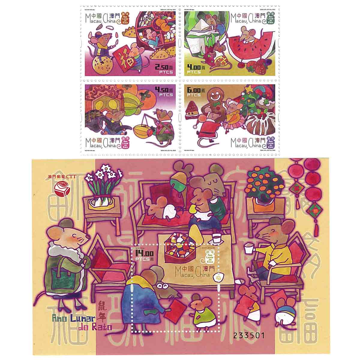 Macau Stamp, 2020 Year of the Rat Stamps + Sheet